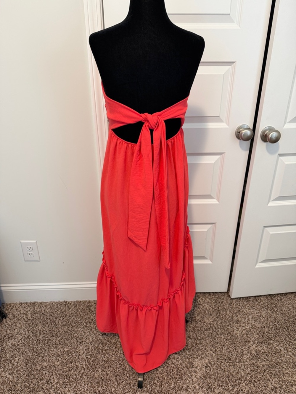 Coral Strapless High-Low Ruffle Dress - Picture 2 of 3